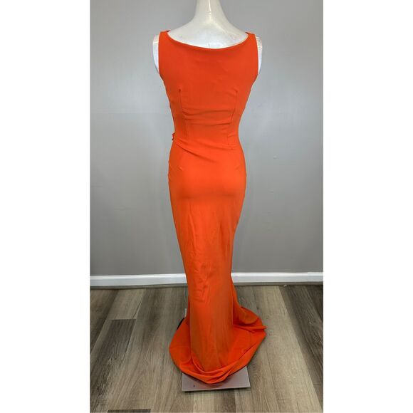 Chiara Boni La Petite Robe Glenaly Floral-Appliquéd Jersey Gown In Tangerine Siz - Picture 8 of 10